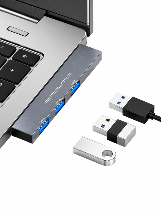 Орбита OT-PCR23 Серый концентратор USB 2.0/3.0 (3*USB)